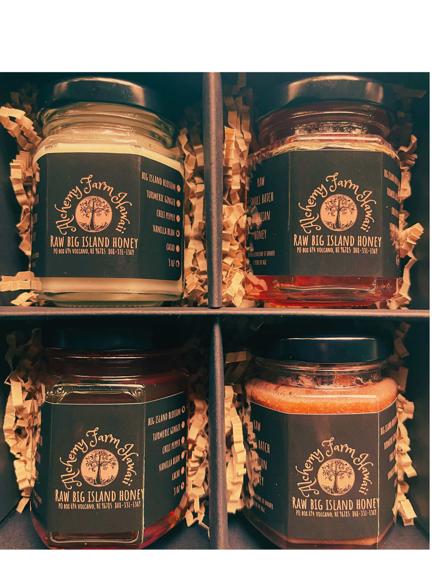 Raw Hawaiian Honey Flight (4-3.5oz jars)