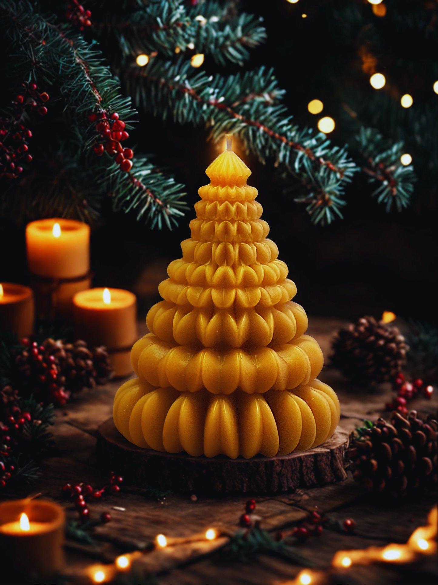 Geometric Tree Beeswax Candle